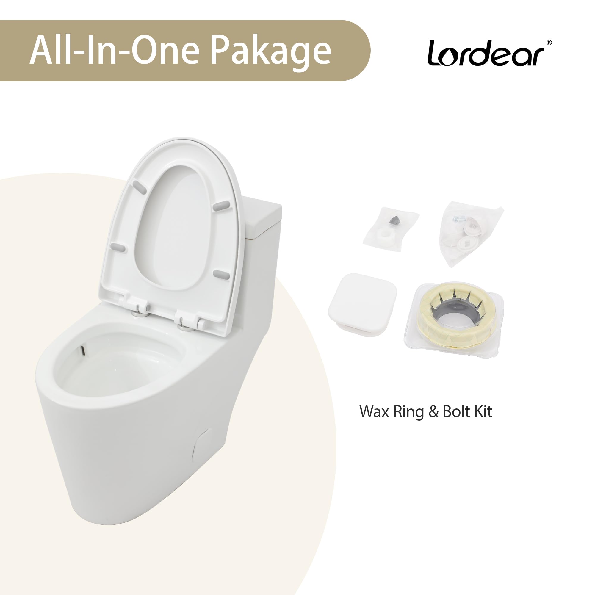 Lordear White Ceramic One Piece Floor Bidet Toilet with Comfort Wider Chair Seat  from Lordear