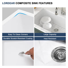 Lordear 33-Inch Undermount Kitchen Sink Single Bowl