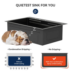 Lordear 33 Inch Black Drop-In Waterfall Workstation Kitchen Sink