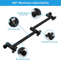 Lordear Stainless Steel Black Universal Connection Foldable and Adjustable Shower Extension Arm from Lordear