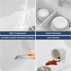 Lordear 32''x19'' White Fireclay Porcelain Ceramic 50/50 Double Bowl Undermount Kitchen Sink from Lordear