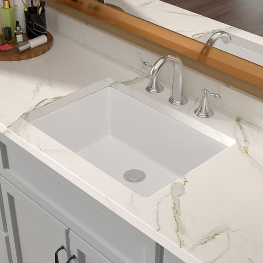 Lordear 16'' Undermount Ceramic Pure White Oval Bathroom Sink