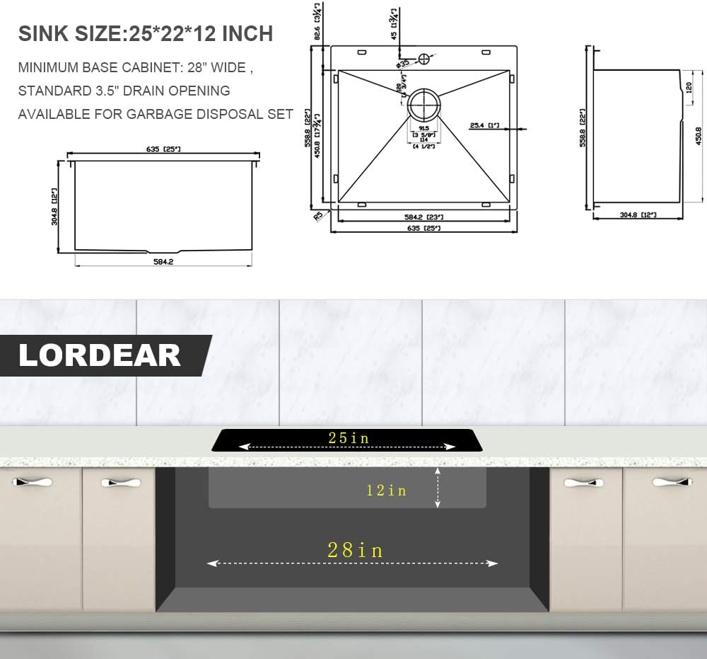 Lordear Stainless Steel Drop-in Single Bowl Deep Laundry Utility Sink from Lordear