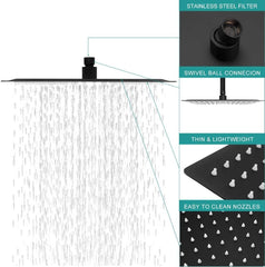 Lordear Stainless Steel High Pressure Square Rain Shower Head from Lordear