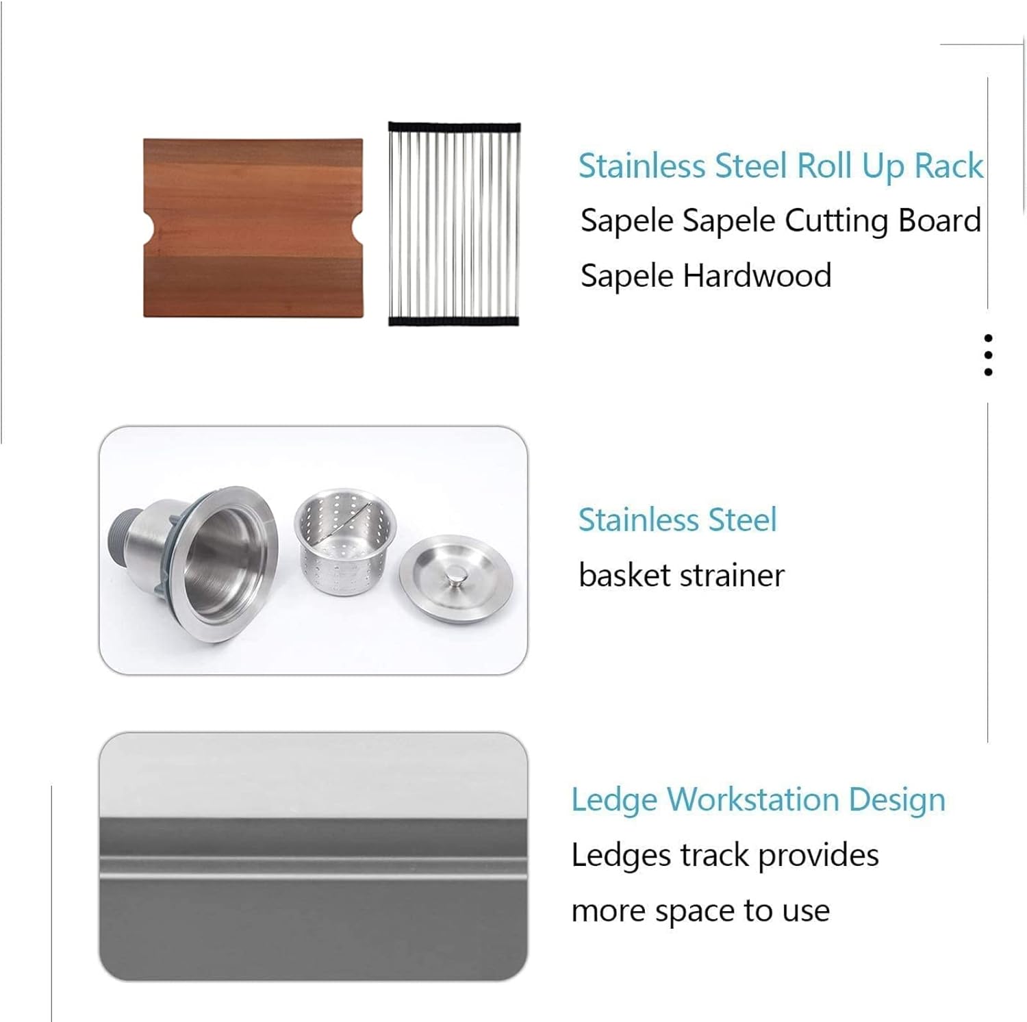 Lordear 23x19x13 Inch Laundry Room Sink Undermount Single Bowl Sink 16 Gauge Stainless Steel Sink with Cutting Board 13 Inch Deep from Lordear