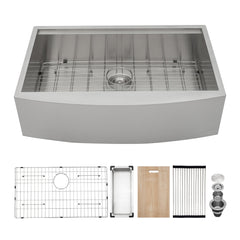 Lordear 33" Stainless Steel Single Bowl Apron Front Workstation Farmhouse Kitchen Sink from Lordear