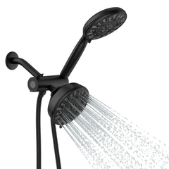 Lordear 5" Stainless Steel Wall Mounted Matte Black Rainfall Round Dual Head Shower Head from Lordear