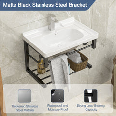 Lordear 23.75'' x 15.75'' White Ceramic Wall Mounted Bathroom Sink with Towel Rack  from Lordear