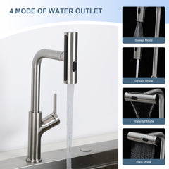 Lordear Four-Function Pull-Down Sprayer Stainless Steel Kitchen Faucet