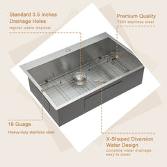 Lordear Stainless Steel Drop-In Single Bowl Kitchen Sink  from Lordear