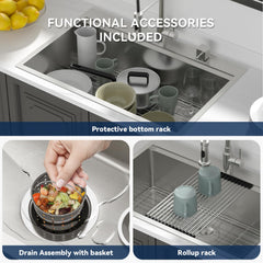 Lordear 30 Inch Drop-In Workstation Kitchen Sink