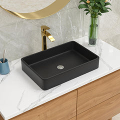 Lordear Ceramic Drop-in Rectangle Bathroom Vessel Sink