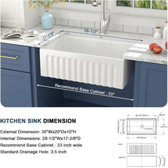 Lordear 33'' White Ceramic Apron Front Farmhouse Workstation Kitchen Sinks  from Lordear