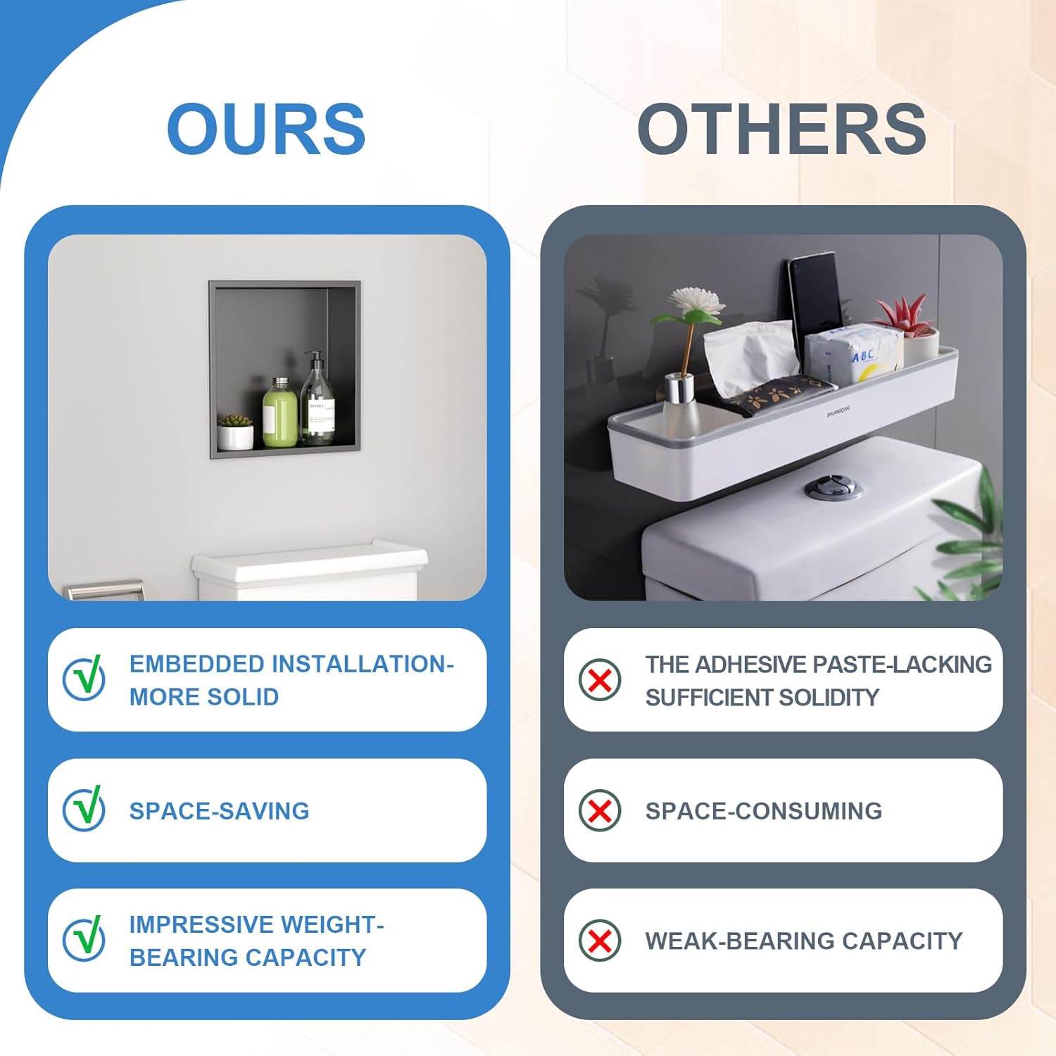 Lordear 12" x 12" Stainless Steel Bathroom Square Recessed Wall Niche from Lordear