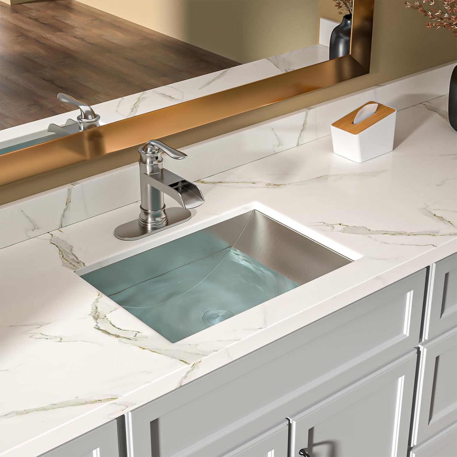 Lordear 18" Stainless Steel Undermount Rectangle Bathroom Sink with Drain  from Lordear