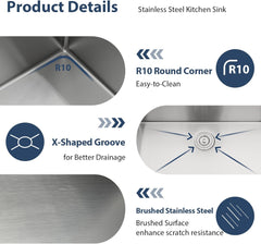 Lordear 30'' x 19'' Undermount Stainless Steel Workstation Kitchen Sink