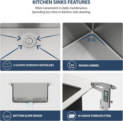 Lordear 21'' Stainless Steel Drop-in Single Bowl Outdoor Workstation Bar Sink with Pull-out Faucet and Cover from Lordear