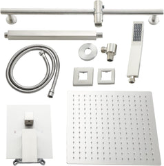 Lordear 16" Stainless steel Square Ceiling Mounted Rain Shower Head with Handheld Shower from Lordear