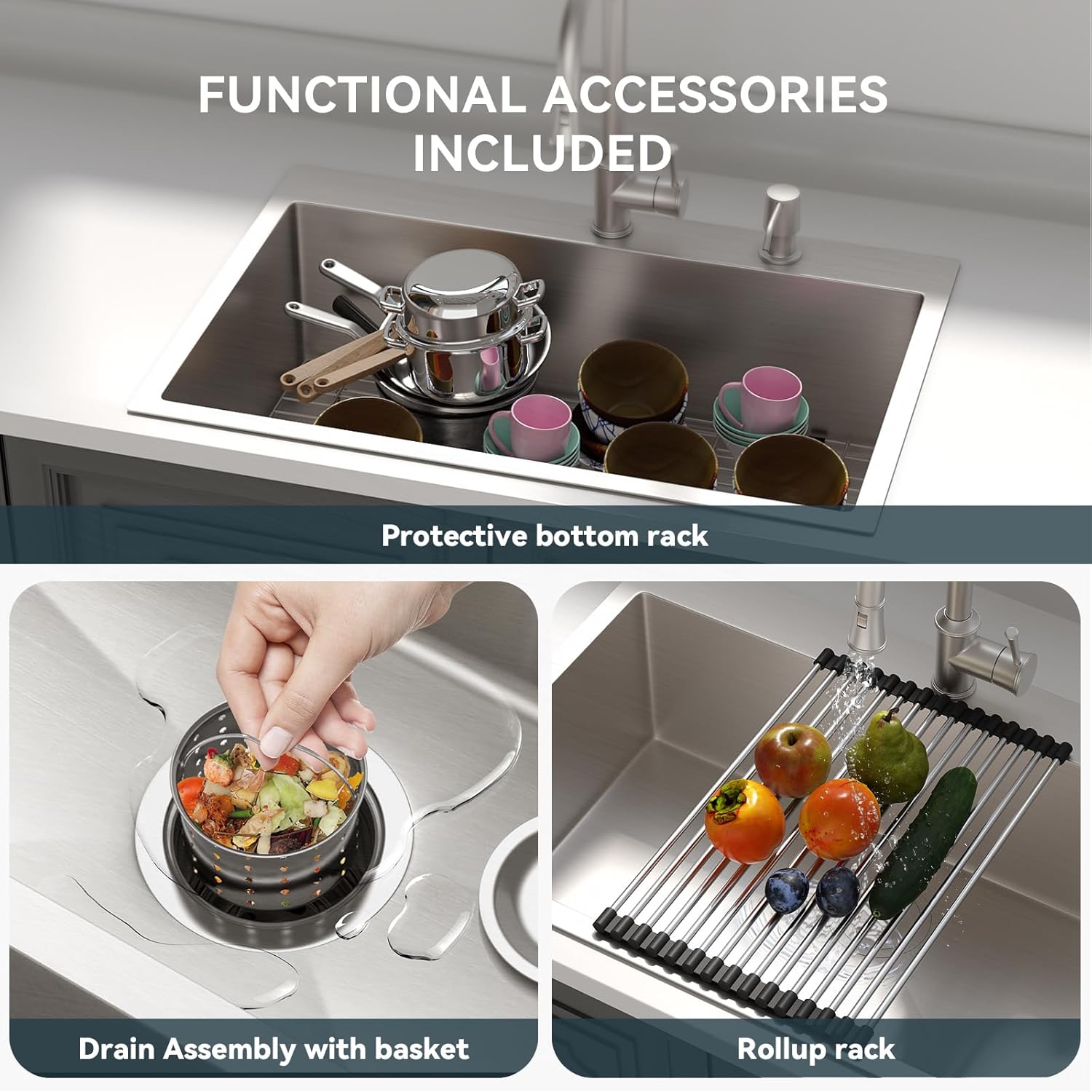 Lordear Stainless Steel Drop-In Single Bowl Kitchen Sink from Lordear