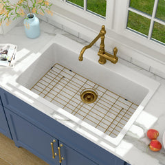Lordear 33" White Drop In Kitchen Sink Fireclay