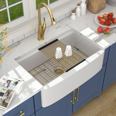 Lordear 33'' Farmhouse Sink Single Bowl with Gold Accessories