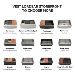 Lordear 25'' Single Bowl Topmount Stainless Steel Workstation Kitchen Sink