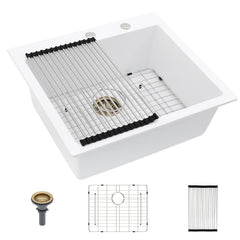 Lordear 25x22x9 Inch Drop-In Kitchen Sink Single Bowl
