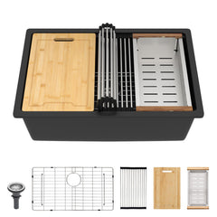 Lordear 28x19x9 Inch Undermount Kitchen Sink Single Bowl with Accessories