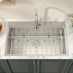 Lordear 33'' Drop In Kitchen Sinks Single Bowl With Accessories