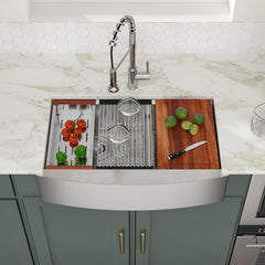 33'' Double Bowl Kitchen Sink 60/40 Farmhouse Sink