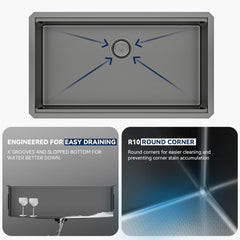 Lordear 33" Stainless Steel Honeycomb Nano Undermount Single Bowl Workstation Kitchen Sink from Lordear