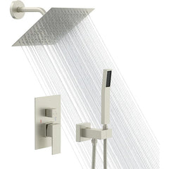 Lordear 8" Stainless Steel Wall Mounted Rain Shower Head with Handheld and Brass Valve from Lordear