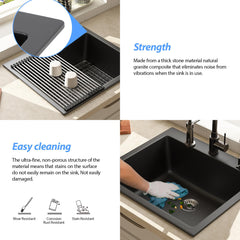 Lordear 25'' x 22'' Quartz Black Drop In Single Bowl Kitchen Sink  from Lordear