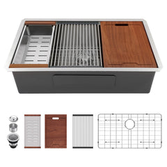 Lordear 30'' Undermount Kitchen Sink Single Bowl With Accessories