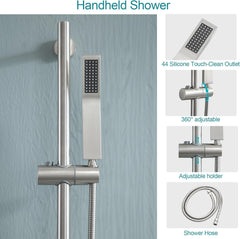 Lordear 16" Stainless steel Square Ceiling Mounted Rain Shower Head with Handheld Shower from Lordear