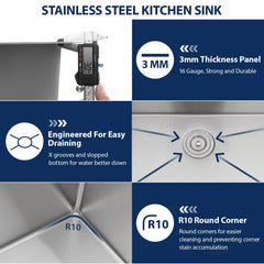 Lordear 33 Inch Drop-In Kitchen Sink