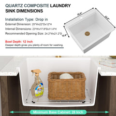 Lordear 25-Inch Drop-In Laundry Sink Single Bowl