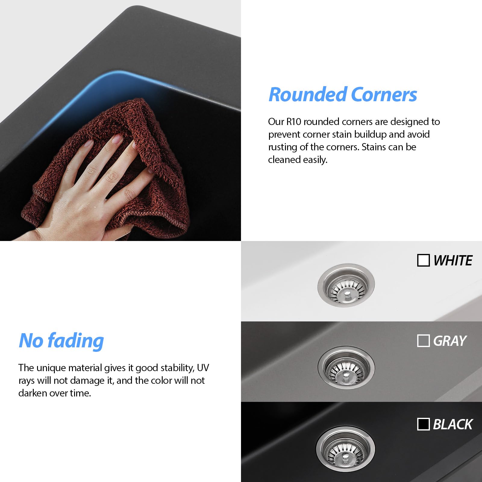 Lordear 25'' x 22'' Quartz Black Drop In Single Bowl Kitchen Sink  from Lordear