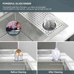 Lordear 33'' Stainless Steel Drop In Single Bowl Workstation Kitchen Sink with Glass Rinser from Lordear