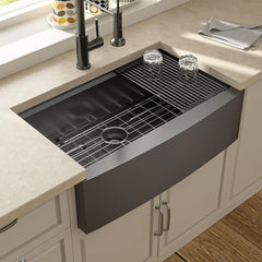 Lordear Black Workstation Stainless Steel Farmhouse Sink