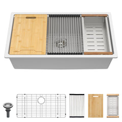 Lordear 30-Inch White Undermount Composite Workstation Sink