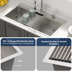 Lordear 36 Inch Drop-In Workstation Kitchen Sink