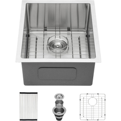 Lordear 15'' x 17'' Undermount Single Bowl Stainless Steel Bar Sink