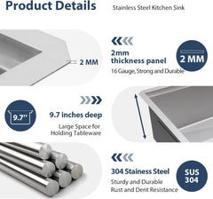 Lordear Stainless Steel Undermount Single Bowl Workstation Kitchen Sink from Lordear