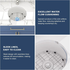 Lordear 18'' White Ceramic Round Undermount Single Bowl Bar Sink