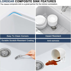 Lordear 33-Inch Undermount Kitchen Sink Single Bowl