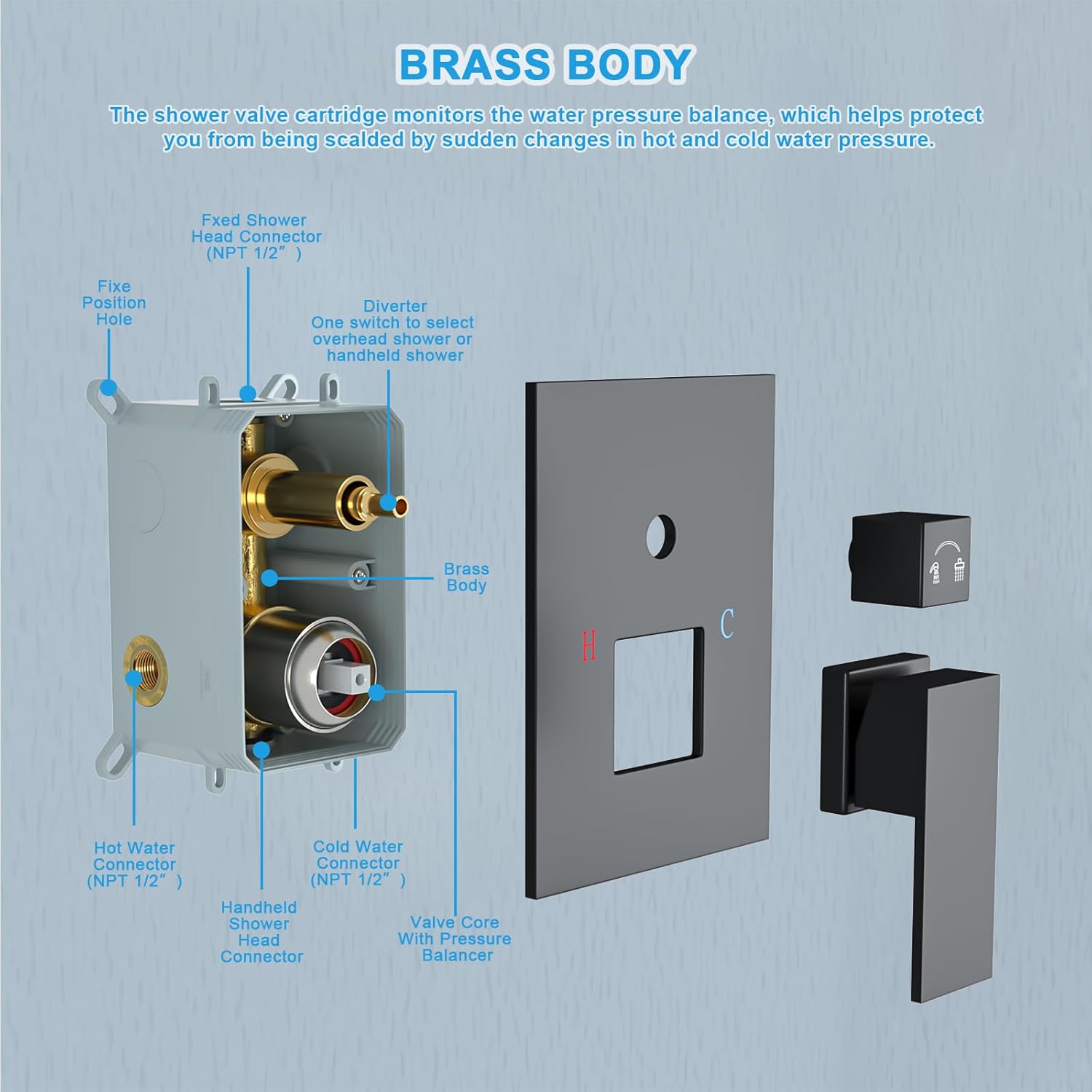 Lordear Stainless Steel Wall Mounted High Pressure Shower System Faucet Set from Lordear