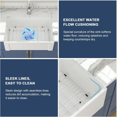 Lordear 30'' Porcelain Apron-Front Single Bowl Fireclay Farmhouse Sink