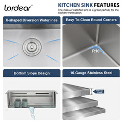 Lordear 31 Inch Drop-In Workstation Kitchen Sink