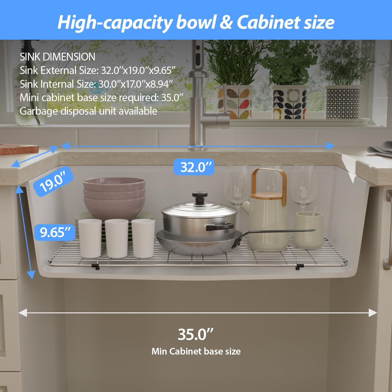 Lordear 32" Quartz Undermount Single Bowl Workstation Kitchen Sink from Lordear